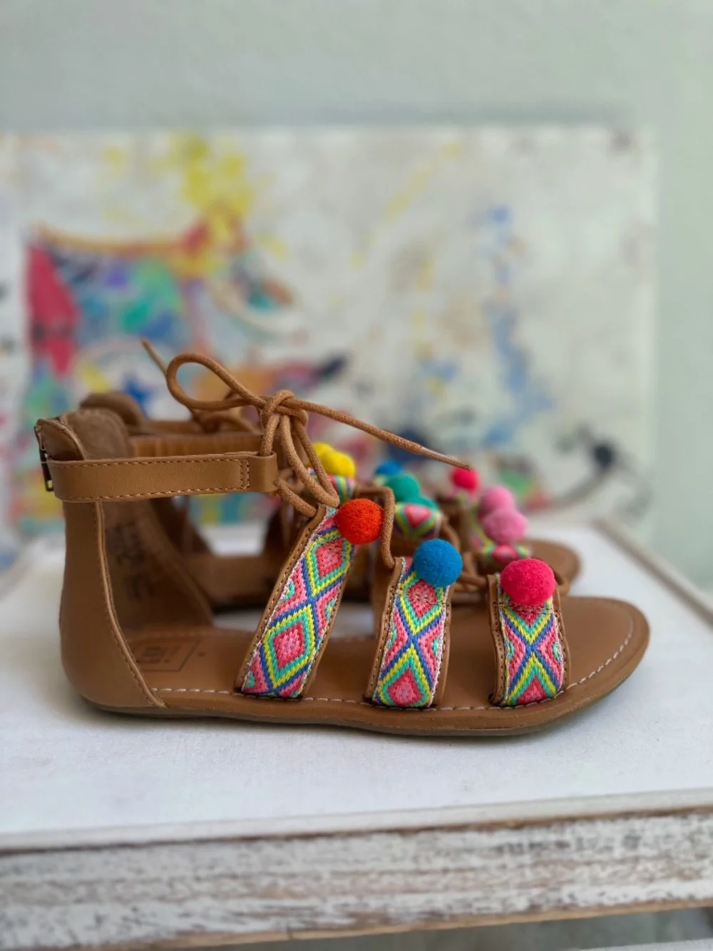 Gap Girls Colorful Pom-Pom Sandals